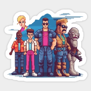 Retro Pixel Party: 80s Fashion in 8-Bit World Sticker